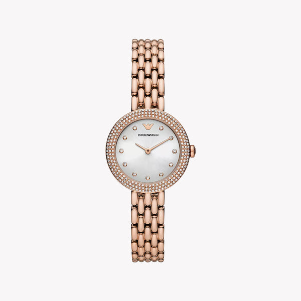 Emporio Armani Women's Rose Gold Watch, Silver Dial | Ar11508 by i-watch