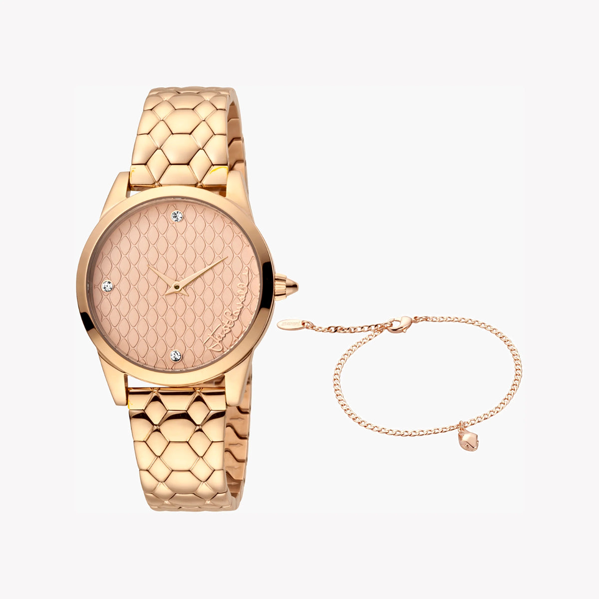 JUST CAVALLI Women's Watch with Rose Gold Stainless Steel Case and Rose Gold Stainless Steel Band