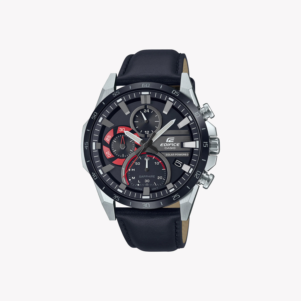 Casio Men's Stainless Steel Watch, Black Leather Strap | Efs-S620bl-1avuef by i-watch