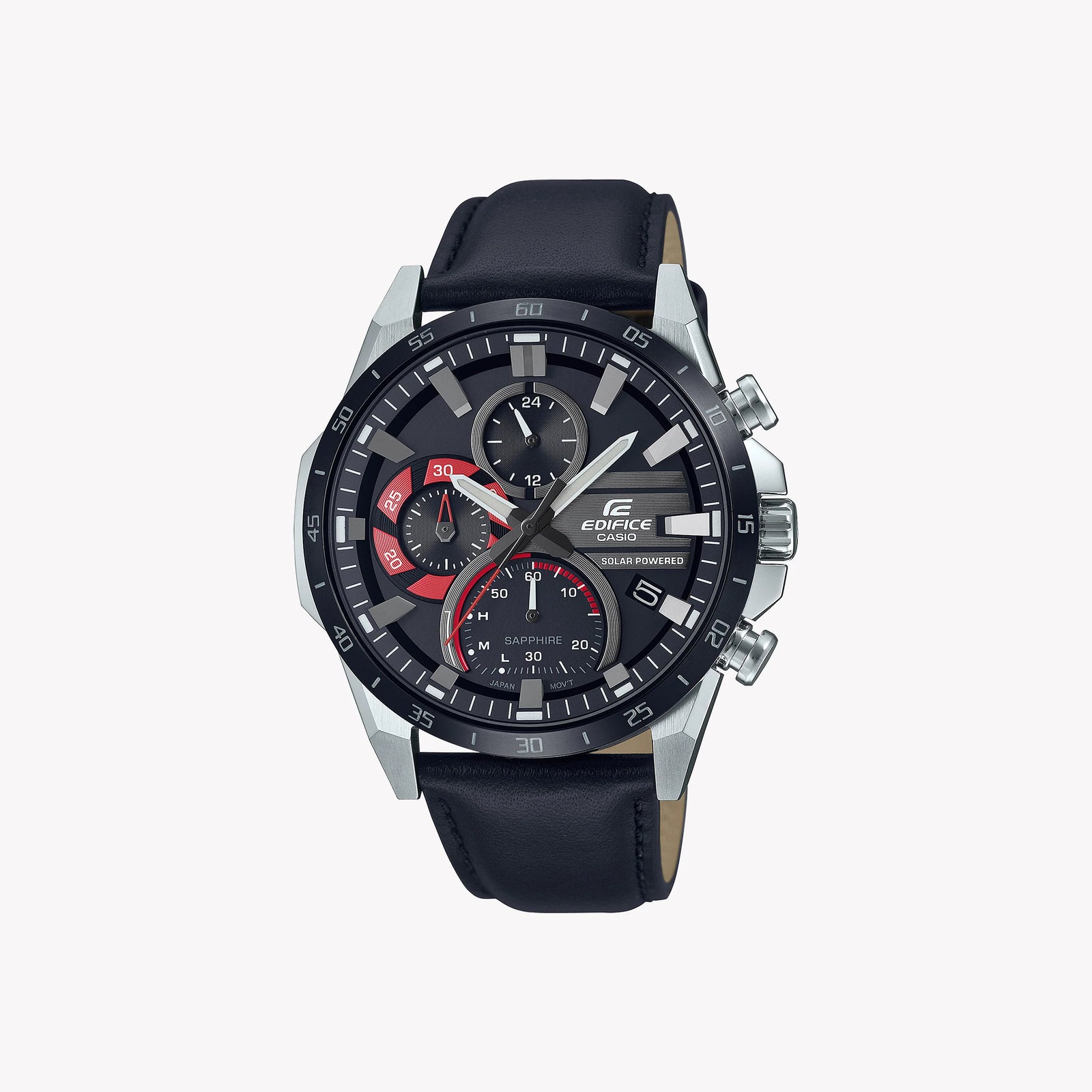 Casio Men's Stainless Steel Watch, Black Leather Strap | Efs-S620bl-1avuef by i-watch