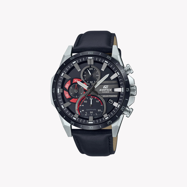 Casio Men's Stainless Steel Watch, Black Leather Strap | Efs-S620bl-1avuef by i-watch
