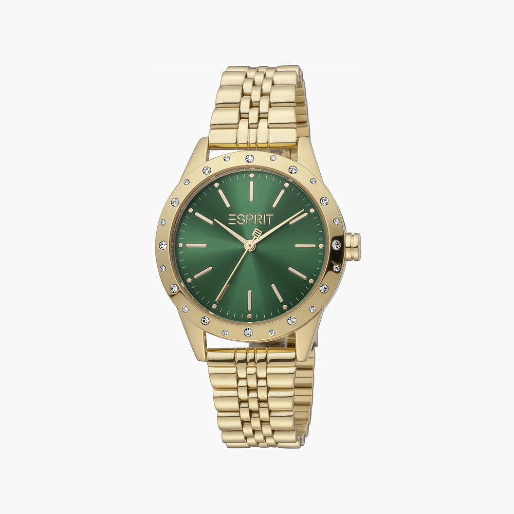 Esprit Women's Gold Stainless Steel Watch, Green Dial | Es1l189m0035 by i-watch