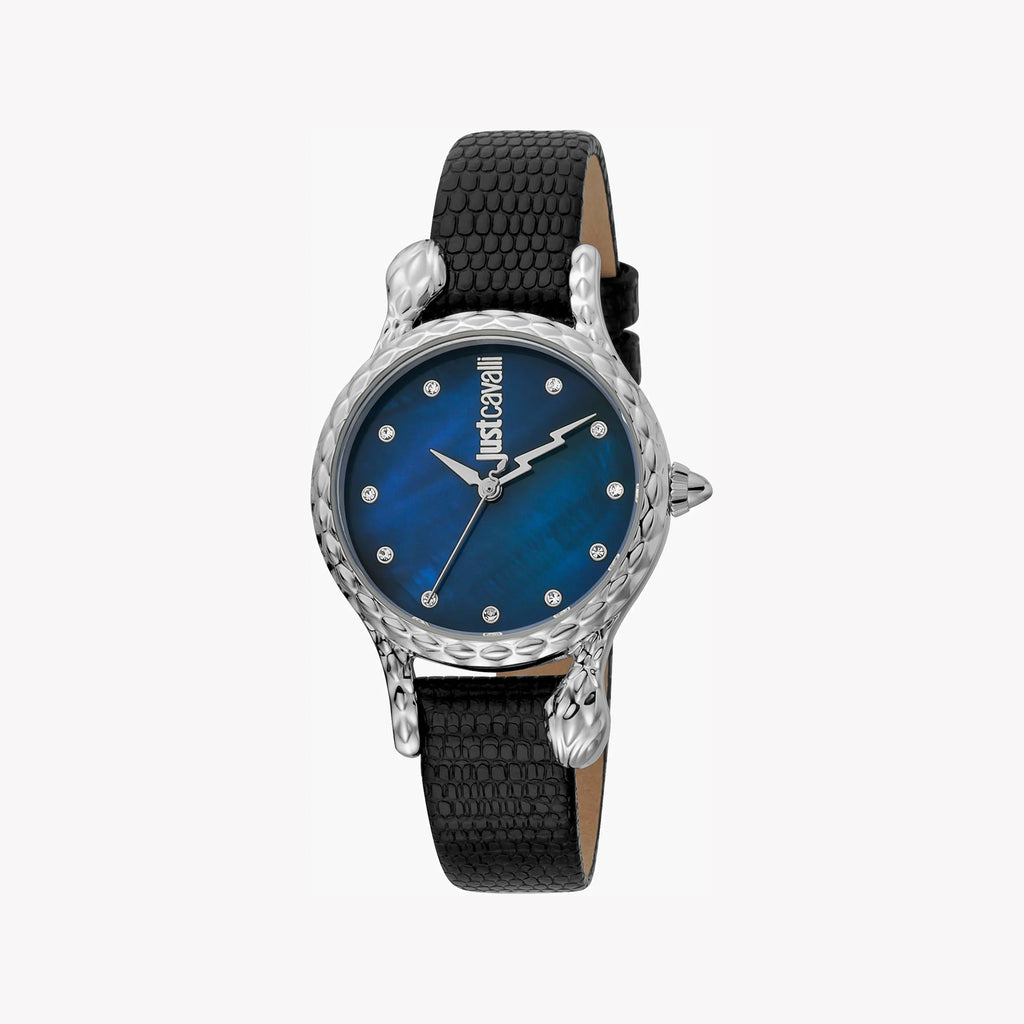 JUST CAVALLI Women's Watch with Silver Stainless Steel Case and Black Leather Band-i-Watch-2