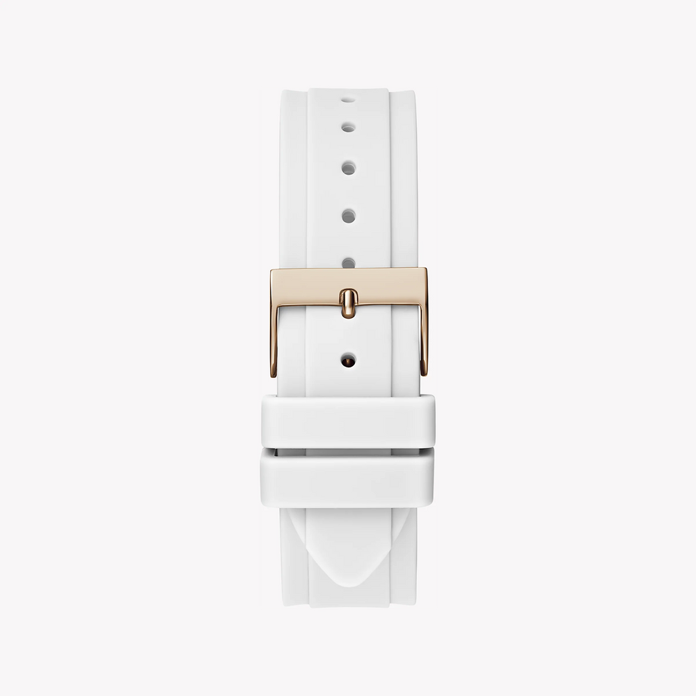 Guess Women's Rose Gold Watch, White Silicone Band | Gw0695l3 by i-watch