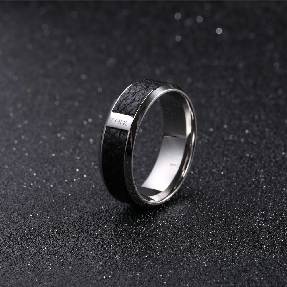 Zink Men's Silver & Black Stainless Steel Ring | Zjrg015sps