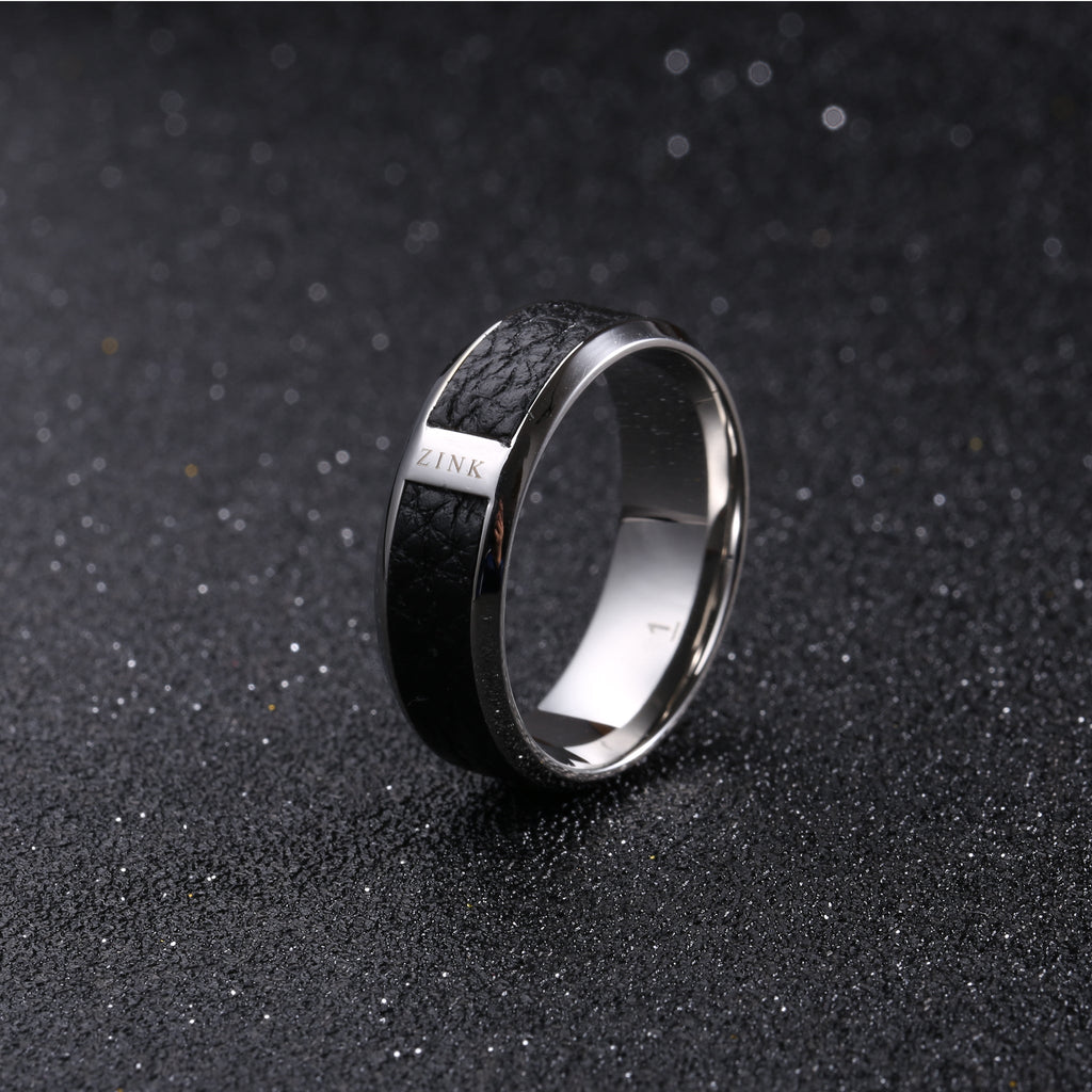 Zink Men's Silver & Black Stainless Steel Ring | Zjrg015sps