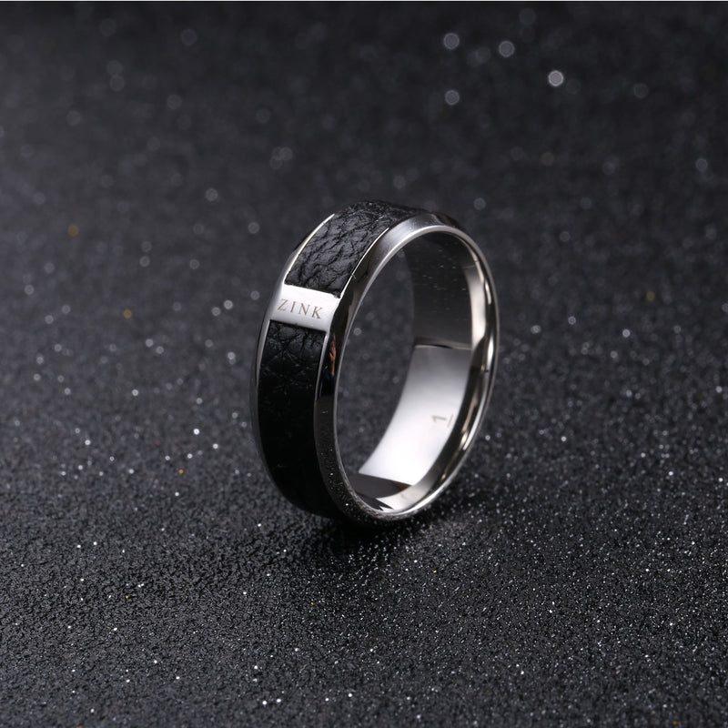 Zink Men's Silver & Black Stainless Steel Ring | Zjrg015sps