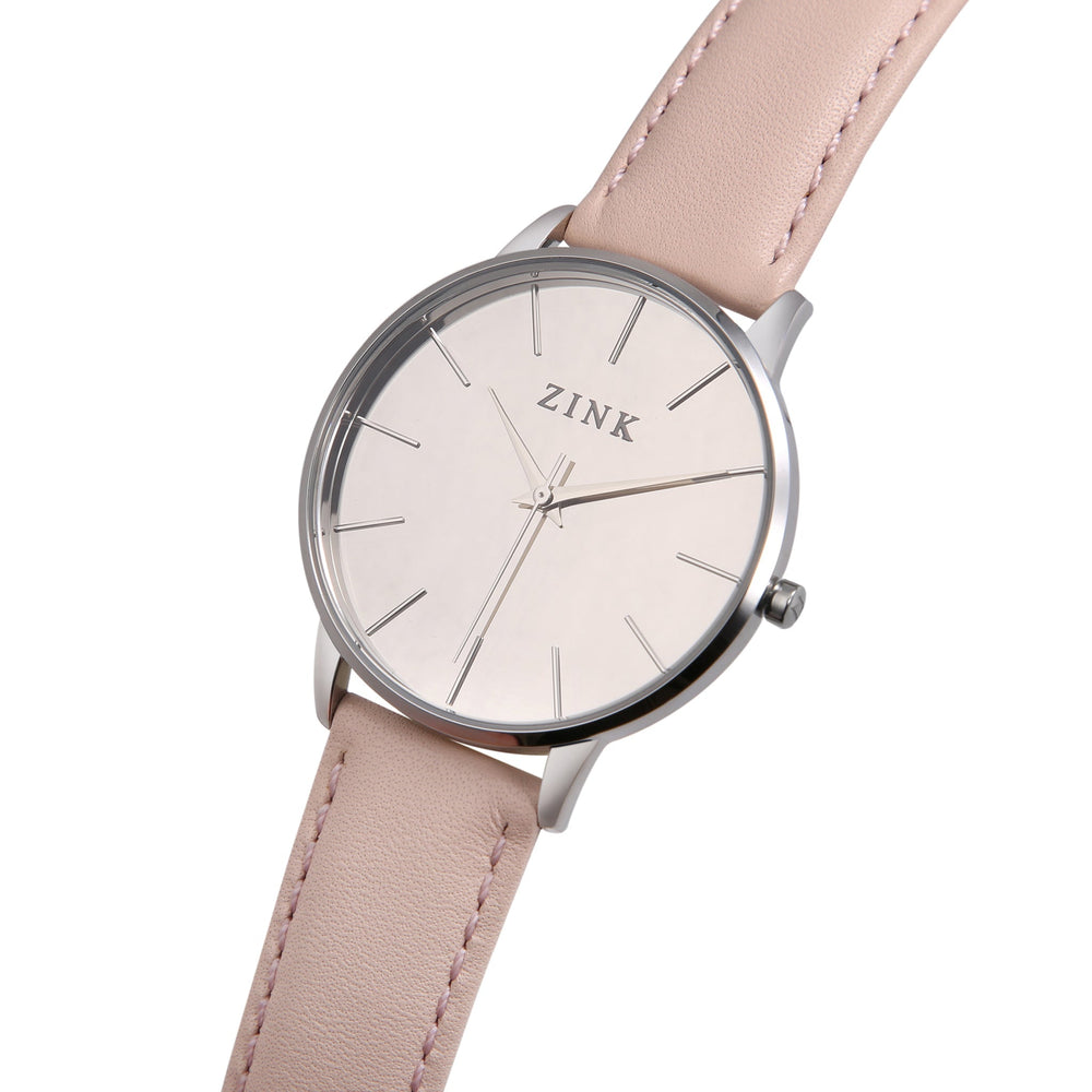 Zink Women's Watch With Silver Stainless Steel Case And Pink Leather Band by i-watch