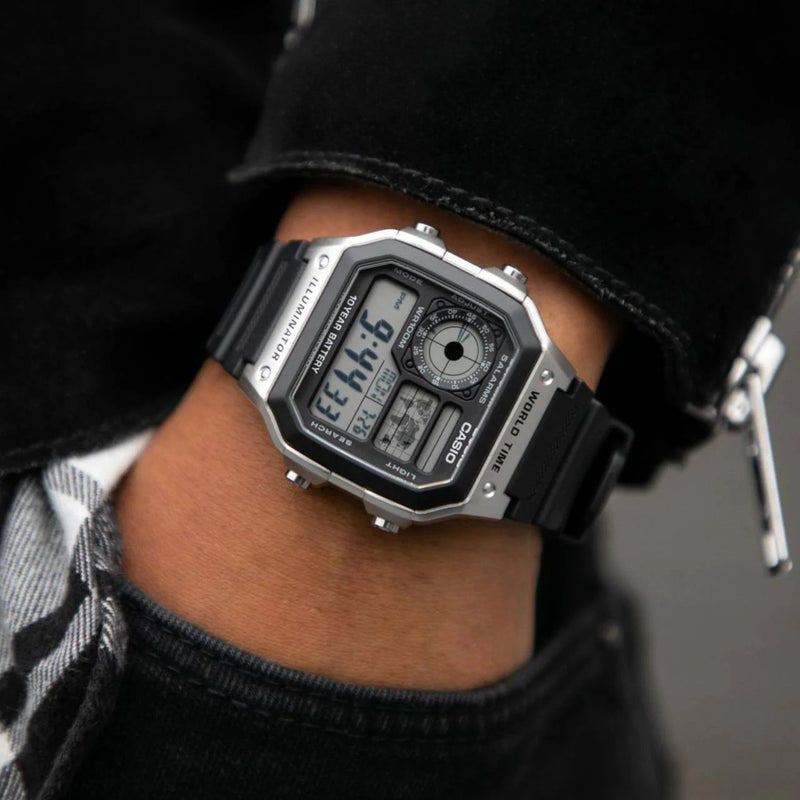 Casio Men's Resin Watch, Silver & Black | Ae-1200wh-1cvef by i-watch
