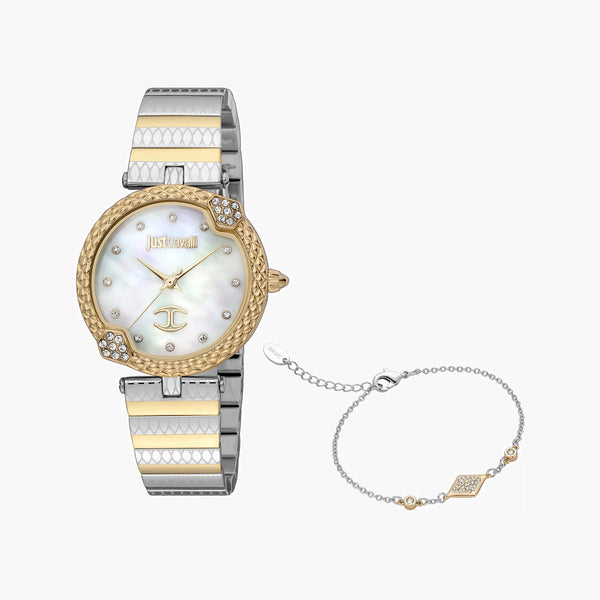 Just Cavalli Women's Silver & Gold Watch, White Dial | Jc1l197m0095 by i-watch