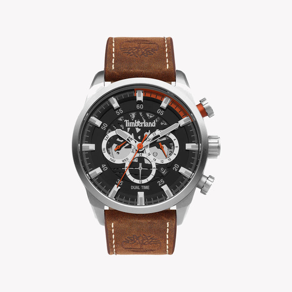 Timberland Men's Silver Stainless Steel, Brown Leather | Tdwgf2100603 by i-watch