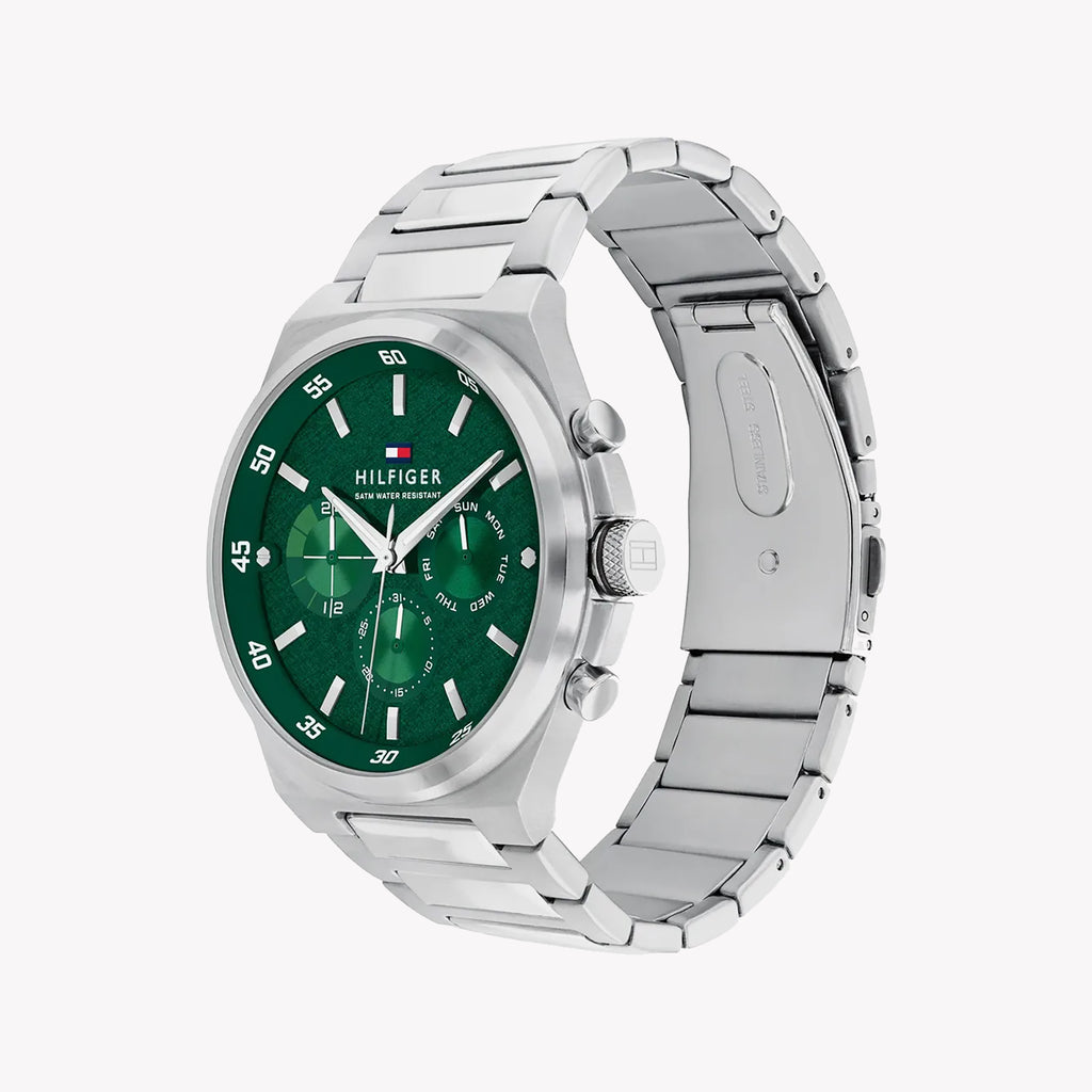 TOMMY HILFIGER 1687493 STUNNING SILVER STYLE - MEN'S WATCH WITH GREEN DIAL & STAINLESS STEEL BAND-i-Watch-2