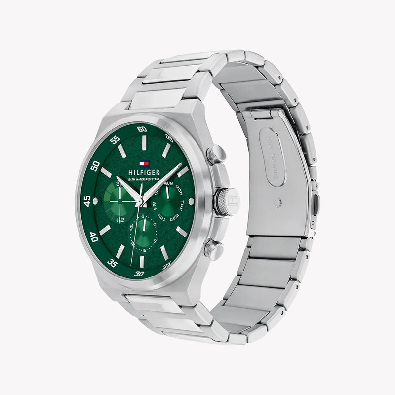 Tommy Hilfiger Men's Silver Stainless Steel Watch, Green Dial | 1687493 by i-watch
