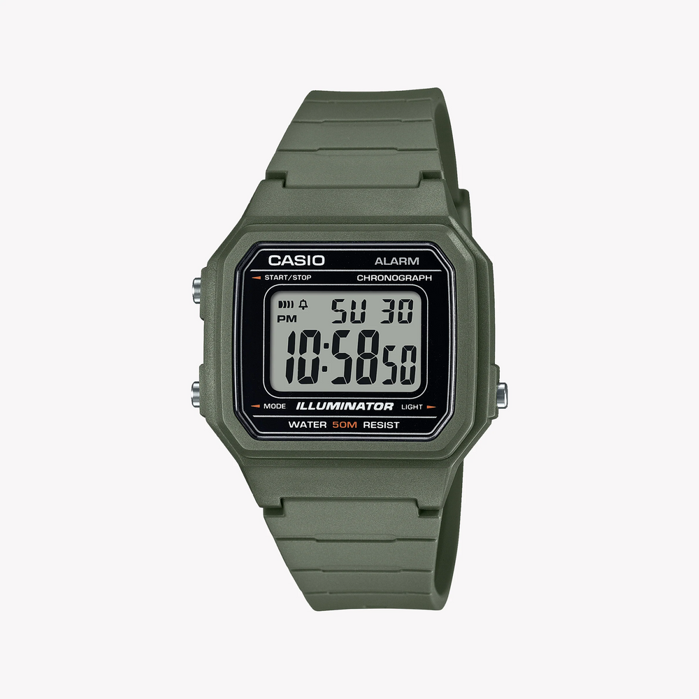 CASIO W-217H-3AV BOLD ADVENTURE - MEN'S SPORTY DIGITAL WATCH with Green Resin Band and Precision Timing-i-Watch-6