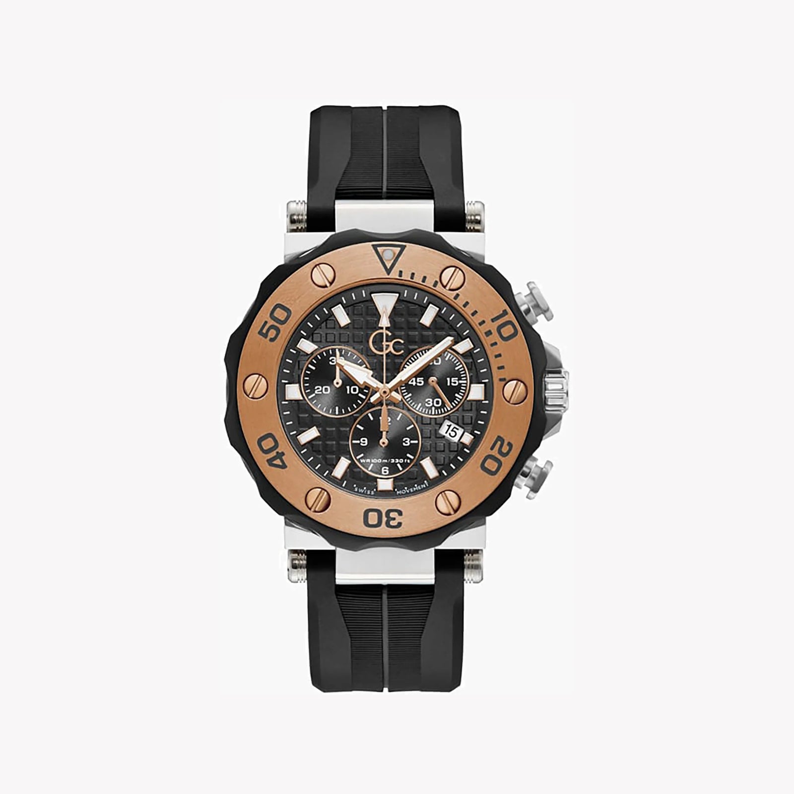 Guess Men's Silver Watch, Black Dial, Silicone Band | Y63003g2mf by i-watch