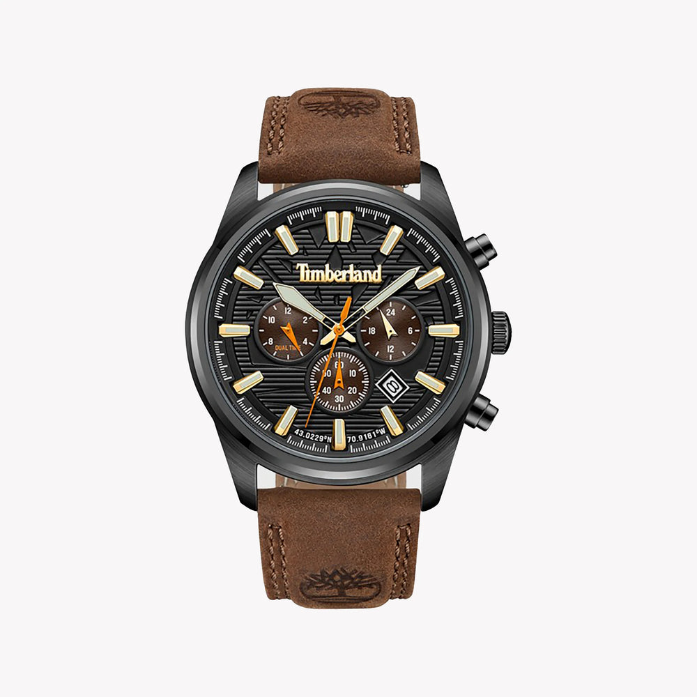TIMBERLAND TDWGF0009603 BOLD RELIABILITY - MEN'S STYLISH RUGGED WATCH with Black Dial & Brown Leather Band