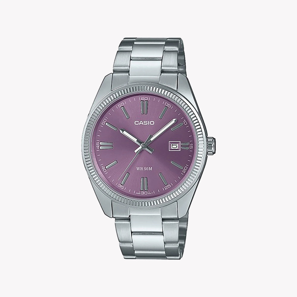 Seiko Men's Silicone & Stainless Steel Watch, Silver/Purple | Mtp-1302pd-6avef by i-watch