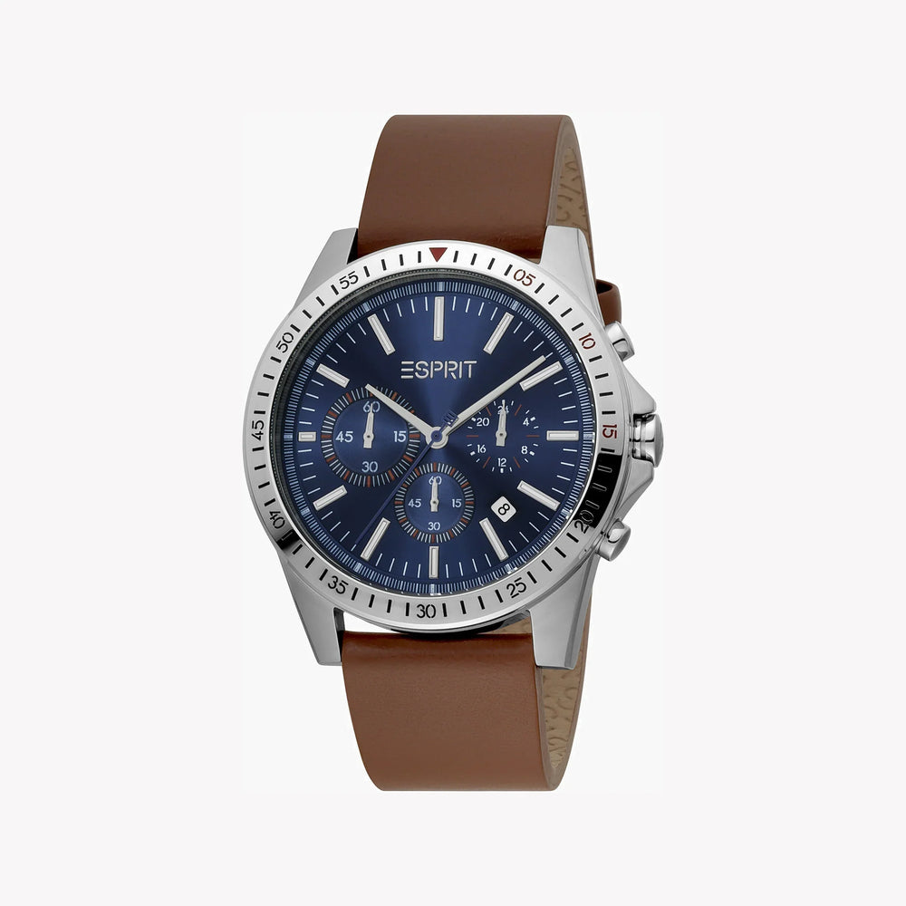 Esprit Men's Brown Leather Watch, Blue Dial | Es1g157m0025 by i-watch