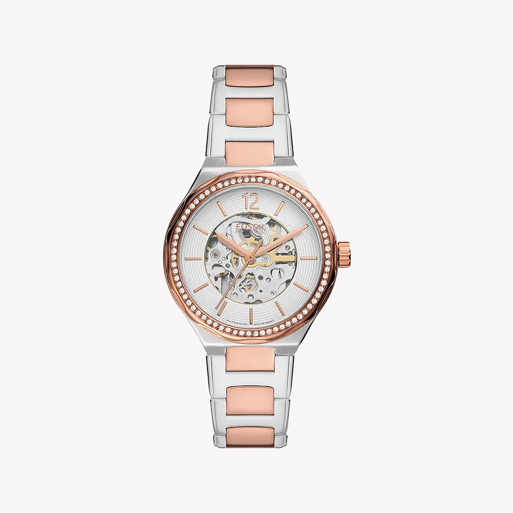 Fossil Women's Silver & Rose Gold Watch, White Silver Dial | Bq3780 by i-watch