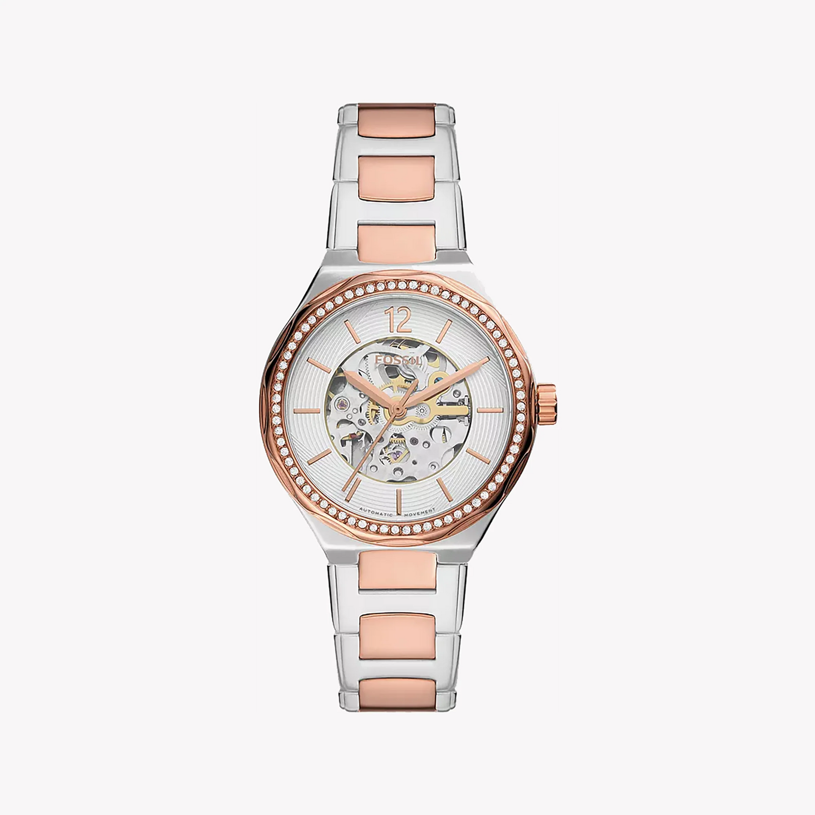 Fossil Women's Silver & Rose Gold Watch, White Silver Dial | Bq3780 by i-watch