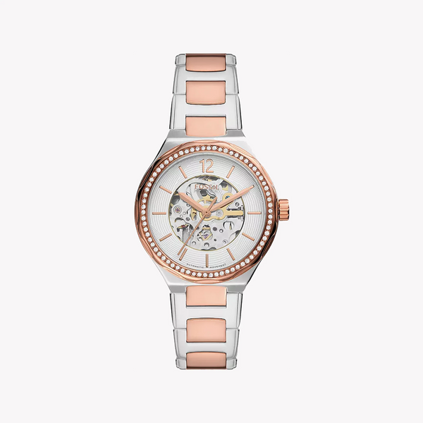Fossil Women's Silver & Rose Gold Watch, White Silver Dial | Bq3780 by i-watch