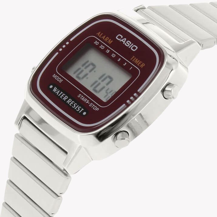 CASIO LA-670WA-4DF ELEGANTLY MODERN - TIMELESS FEMALE CHARM Digital Watch with stainless steel band and refined pink dial-i-Watch-3