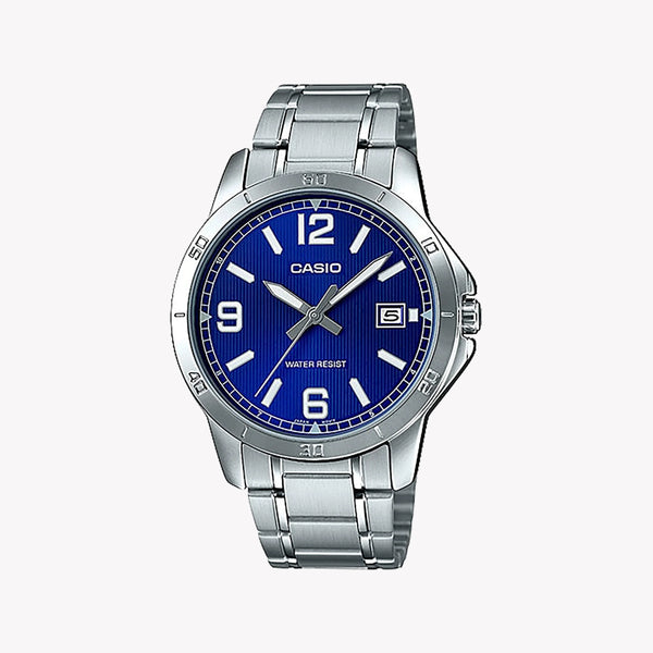 Timeless Elegance Men's Stainless Steel Watch, Silver/Blue | Mtp-V004d-2budf by i-watch