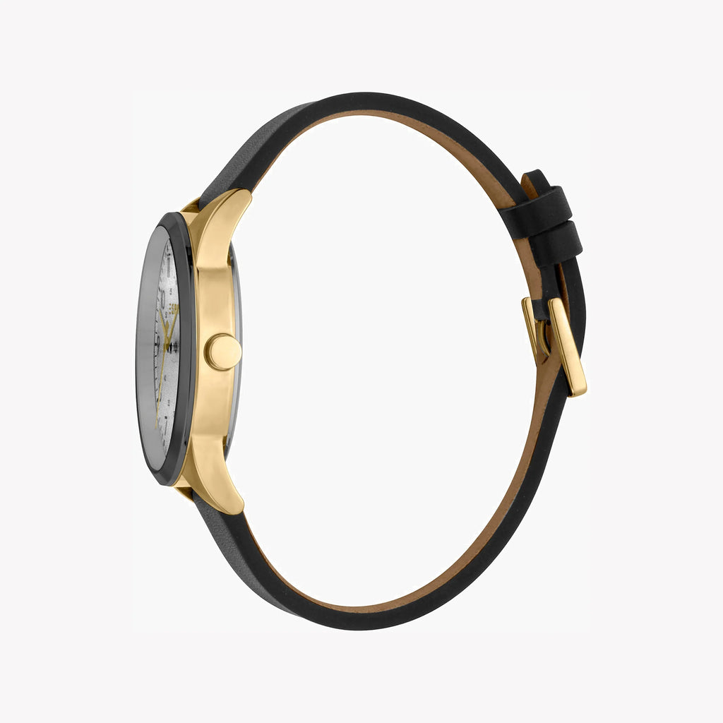 ESPRIT MEN'S STYLISH TIMEPIECE - BLACK LEATHER BAND & SILVER DIAL - DURABLE ELEGANCE-i-Watch-2