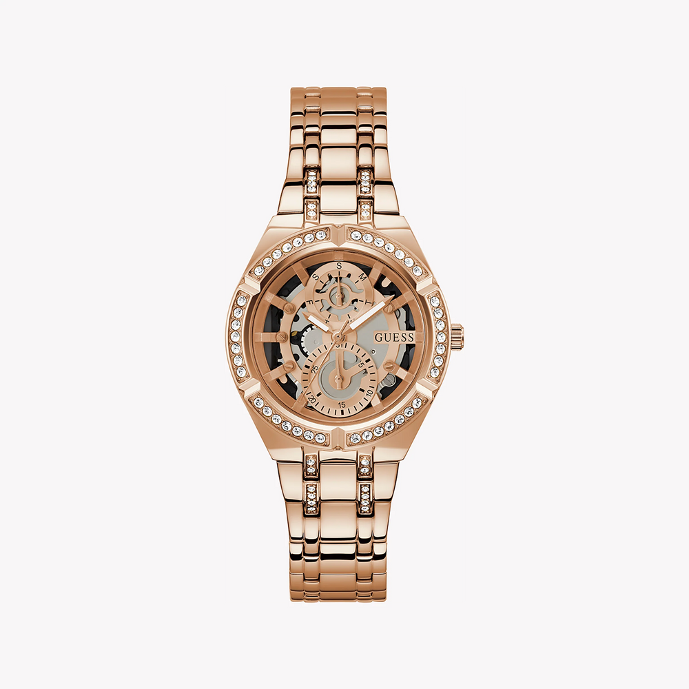 Guess Women's Rose Gold Stainless Steel Watch, Clear Dial | Gw0604l3 by i-watch