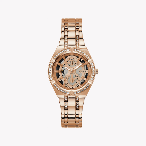 Guess Women's Rose Gold Stainless Steel Watch, Clear Dial | Gw0604l3 by i-watch