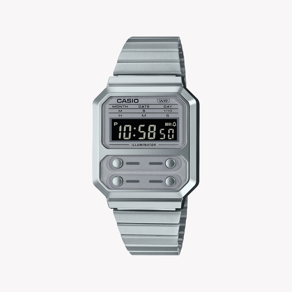 Casio Unisex Silver Resin & Stainless Steel Watch, Silver | A100we-7b by i-watch