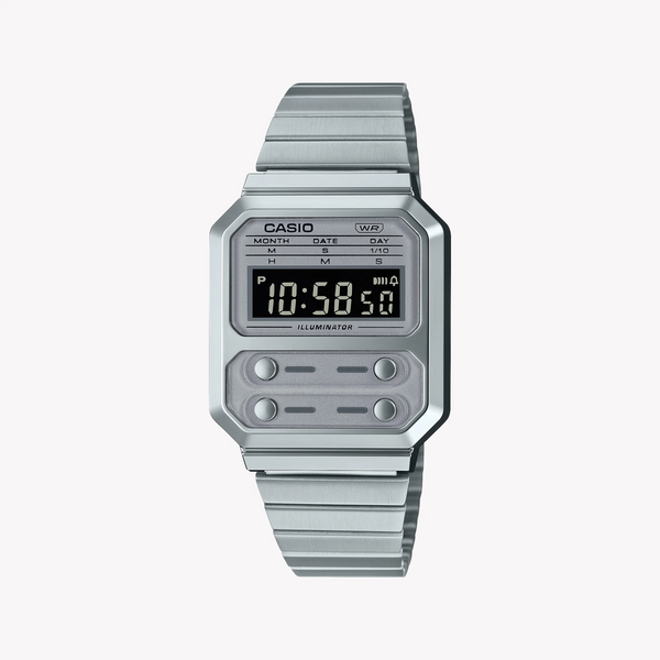Casio Unisex Silver Resin & Stainless Steel Watch, Silver | A100we-7b by i-watch
