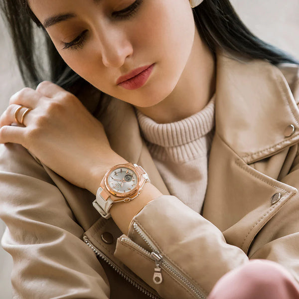 Casio Baby-G Msg-S200g-7adr Sporty Elegance - Rose Gold & White Women's Watch by i-watch