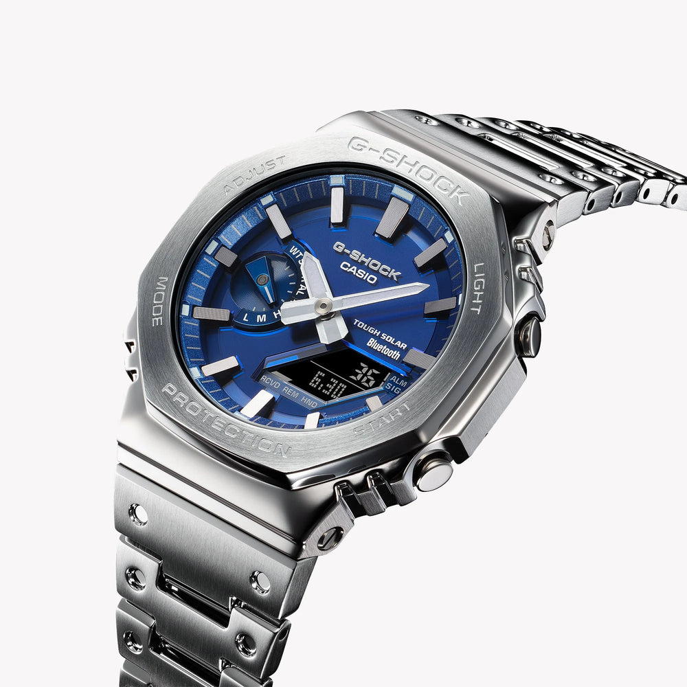 Casio Men's Stainless Steel Blue Dial Watch, Silver | Gm-B2100ad-2aer by i-watch