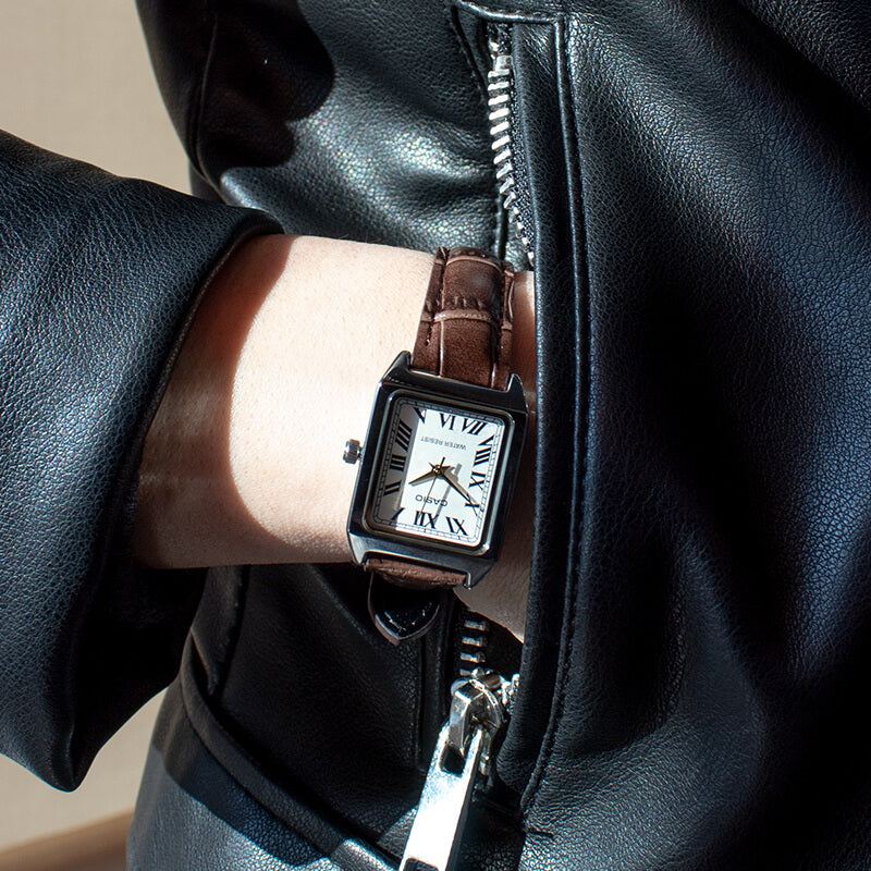 CASIO Women's Watch with Silver Chrome Plated Case and Brown Leather Band-i-Watch-2