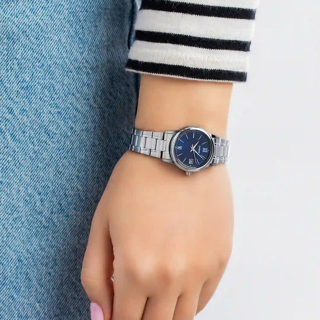 CASIO LTP-V002D-2B3UDF - ELEGANTLY SPORTY WOMEN'S WATCH WITH BLUE DIAL & STAINLESS STEEL BAND-i-Watch-2