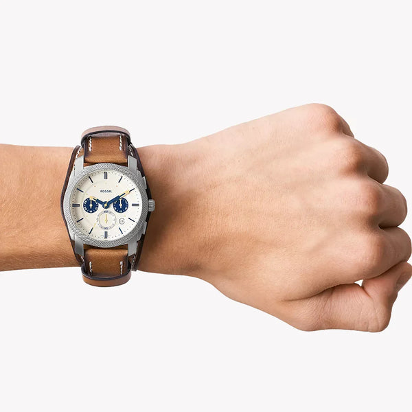 Fossil Men's Silver Stainless Steel, Brown Leather | Fs5922 by i-watch