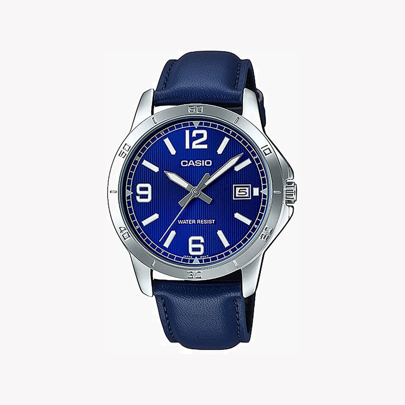 MTP-V004L-2BUDF - TIMELESS ELEGANCE: CLASSIC BLUE DIAL MEN'S WATCH WITH LEATHER STRAP-i-Watch-3