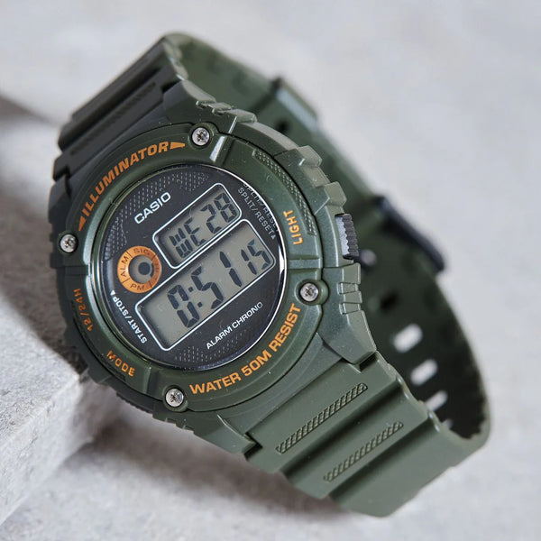 Casio W-216h-3bvdf Adventure Ready - Stylish Green Resin Men's Watch With Digital Display by i-watch