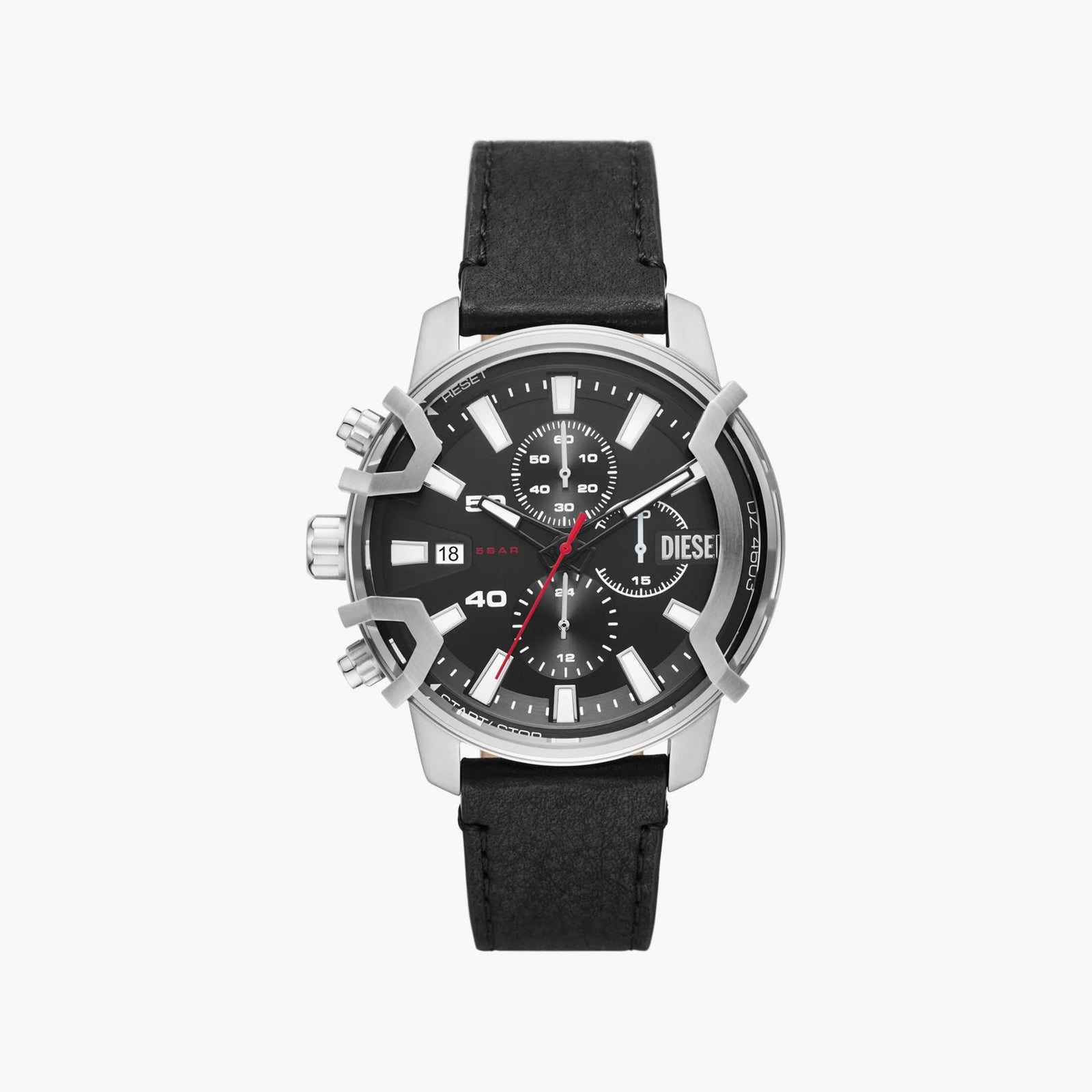 Diesel Men's Silver Stainless Steel, Black Leather | Dz4603 by i-watch