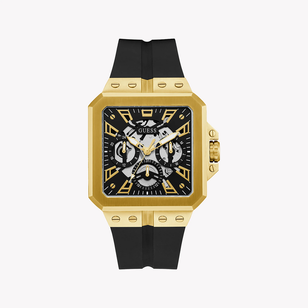 Guess Men's Gold Stainless Steel, Black Silicone | Gw0637g2 by i-watch