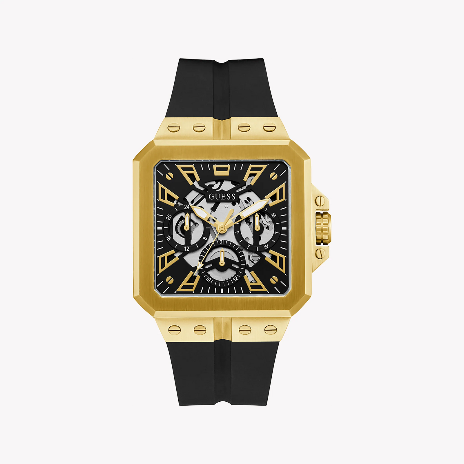 Guess Men's Gold Stainless Steel, Black Silicone | Gw0637g2 by i-watch