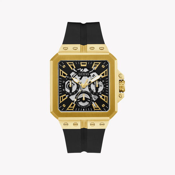 Guess Men's Gold Stainless Steel, Black Silicone | Gw0637g2 by i-watch