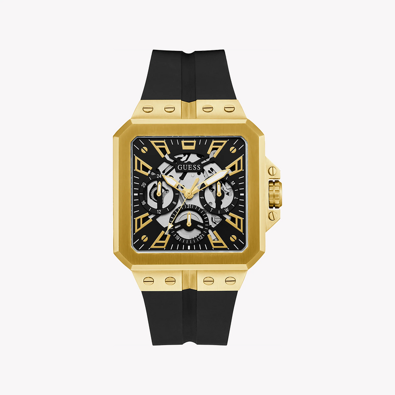 Guess Men's Gold Stainless Steel, Black Silicone | Gw0637g2 by i-watch