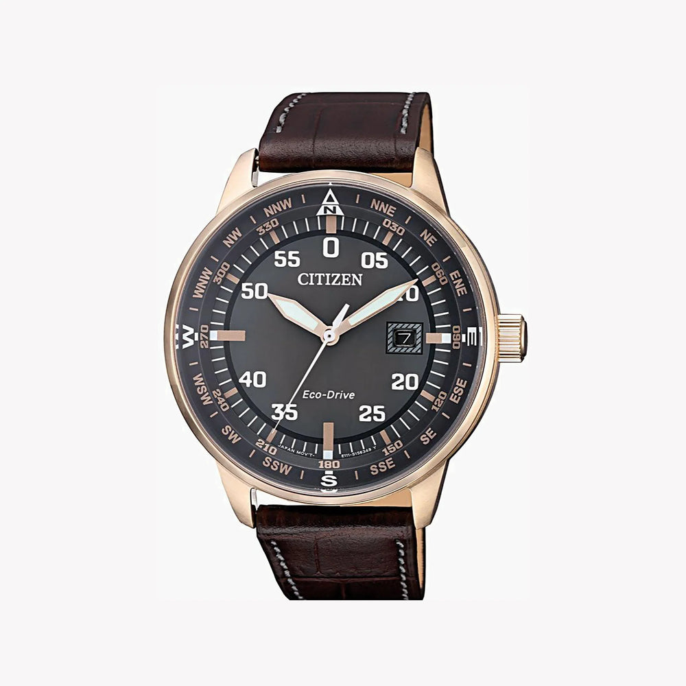 Citizen Eco-Drive Bm7393-16h - Rose Gold Powerhouse Men's Watch With Brown Leather Band by i-watch