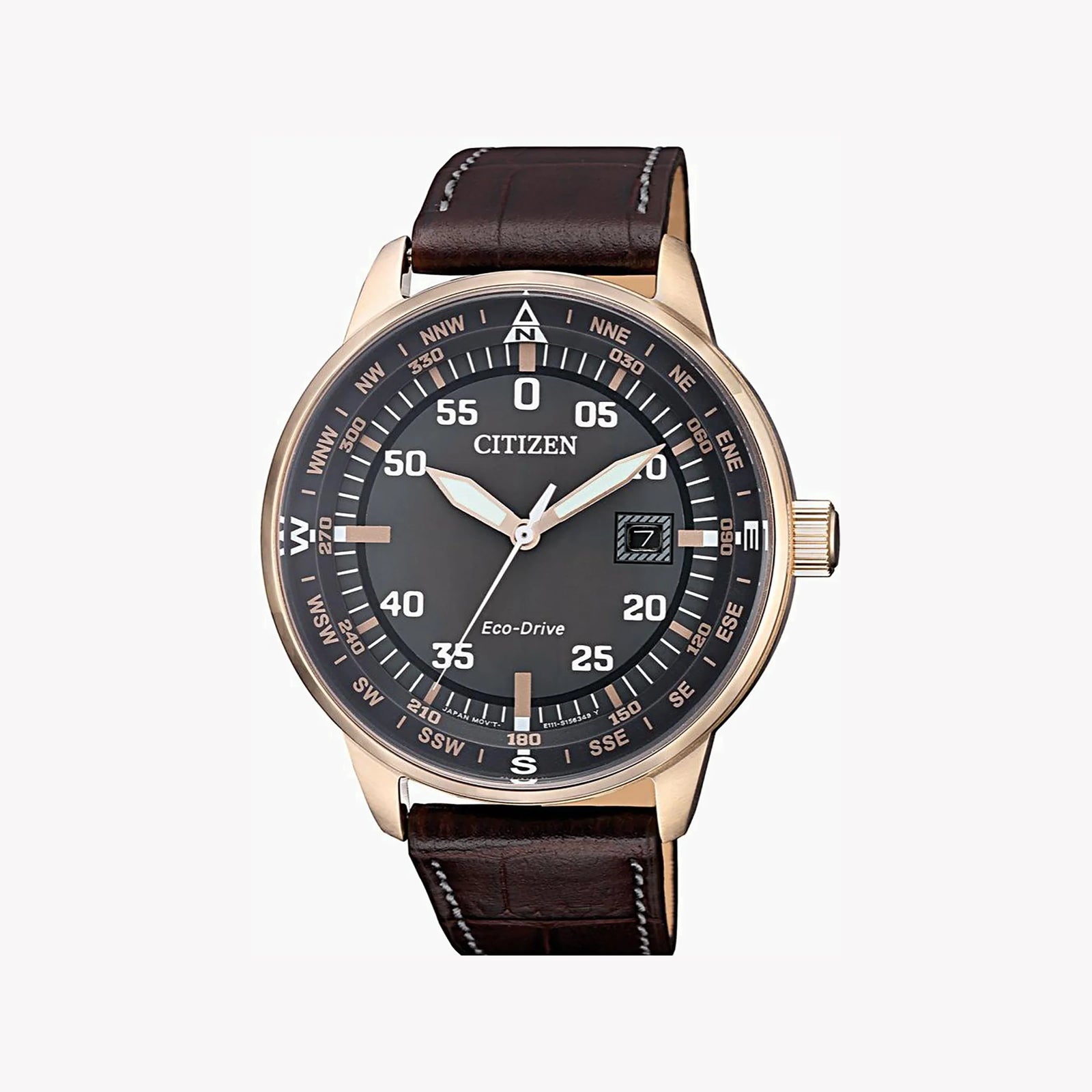 Citizen Eco-Drive Bm7393-16h - Rose Gold Powerhouse Men's Watch With Brown Leather Band by i-watch