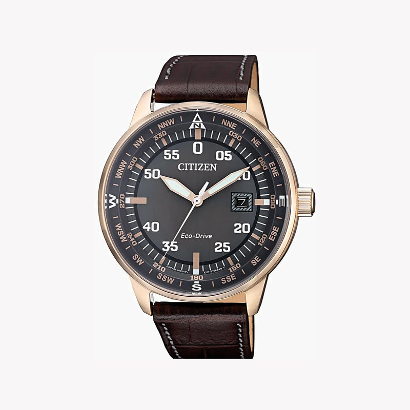 Citizen Eco-Drive Bm7393-16h - Rose Gold Powerhouse Men's Watch With Brown Leather Band by i-watch