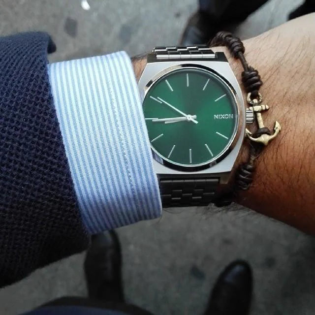 Nixon Men's Silver Stainless Steel Watch, Green Dial | A045-1696 by i-watch