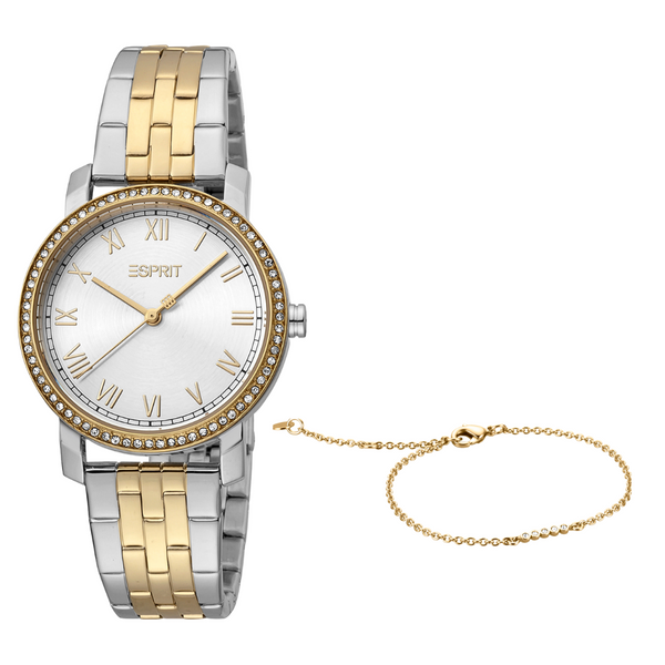 Esprit Women's Watch With Silver Stainless Steel Case And Silver & Gold Stainless Steel Band by i-watch