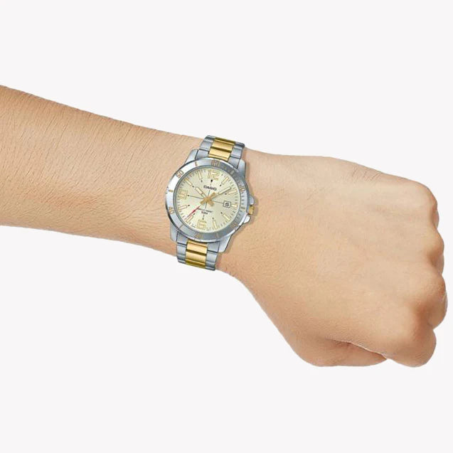 Casio Men's Stainless Steel Watch, Beige Dial | Mtp-Vd01sg-9bv by i-watch